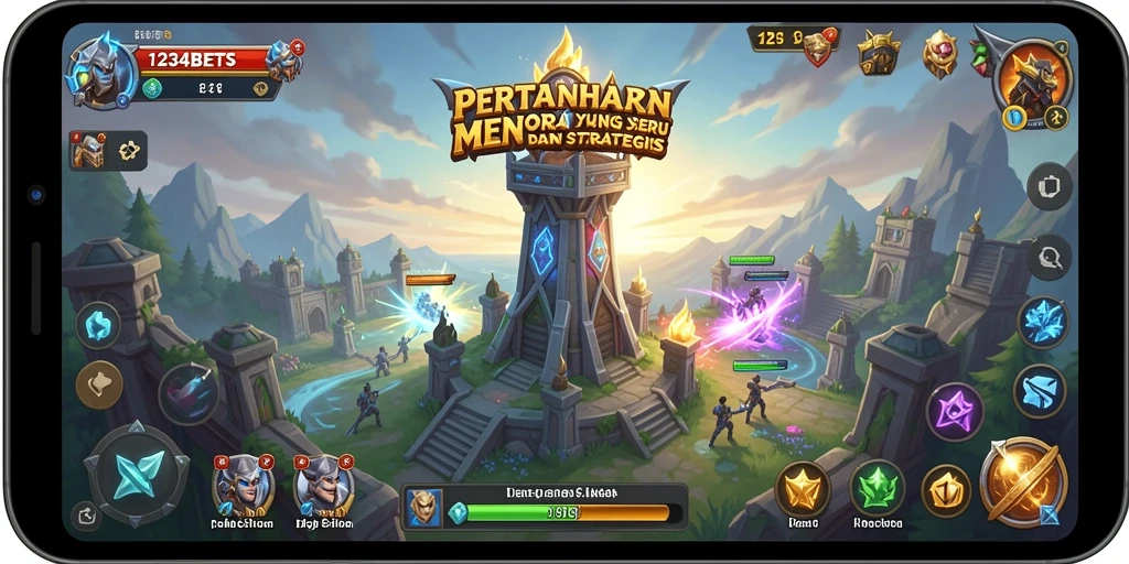 Gameplay menegangkan dalam Tower Defense 1234BETS.