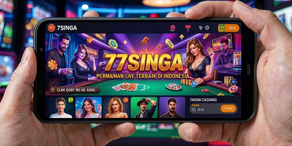 Screenshot utama 77SINGA menampilkan gameplay Live Casino yang menarik.