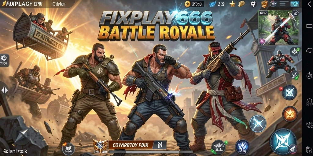 Screenshot menunjukkan aksi seru dalam gameplay Battle Royale.