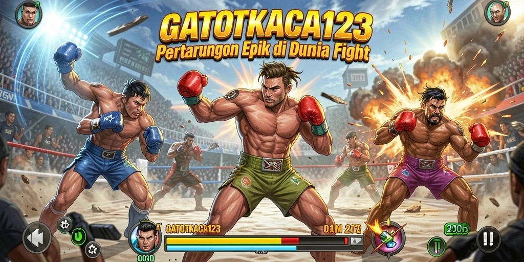 Tangkapan layar utama GATOTKACA123 menampilkan aksi pertarungan mendebarkan.