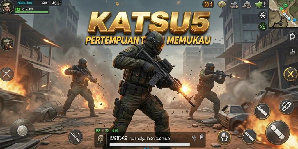 Tampilan gameplay KATSU5 yang mengesankan dalam aksi pertempuran.