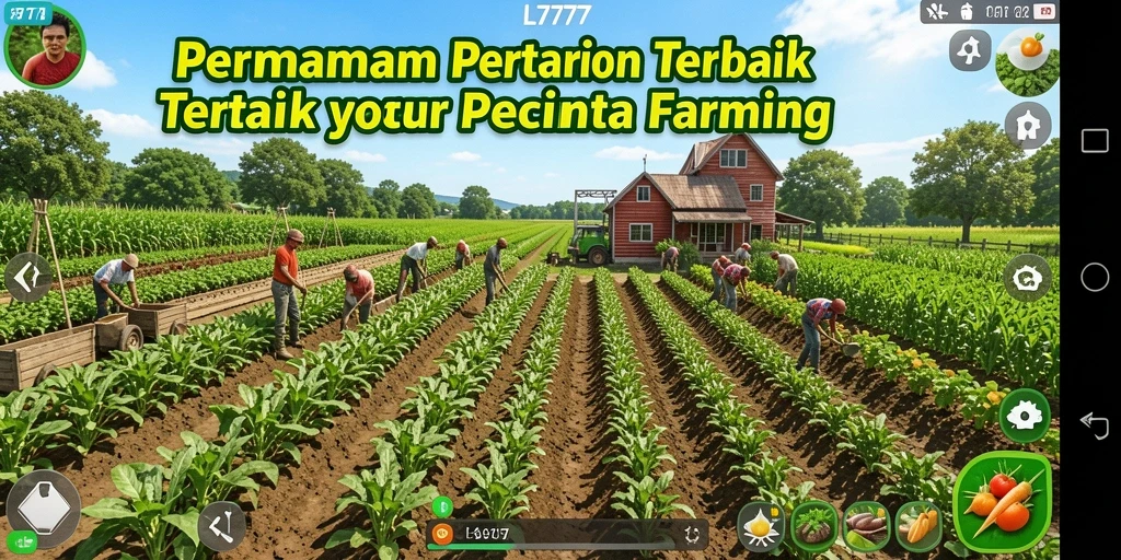 Tampilan gameplay seru di L777 dengan aktivitas pertanian yang menarik.
