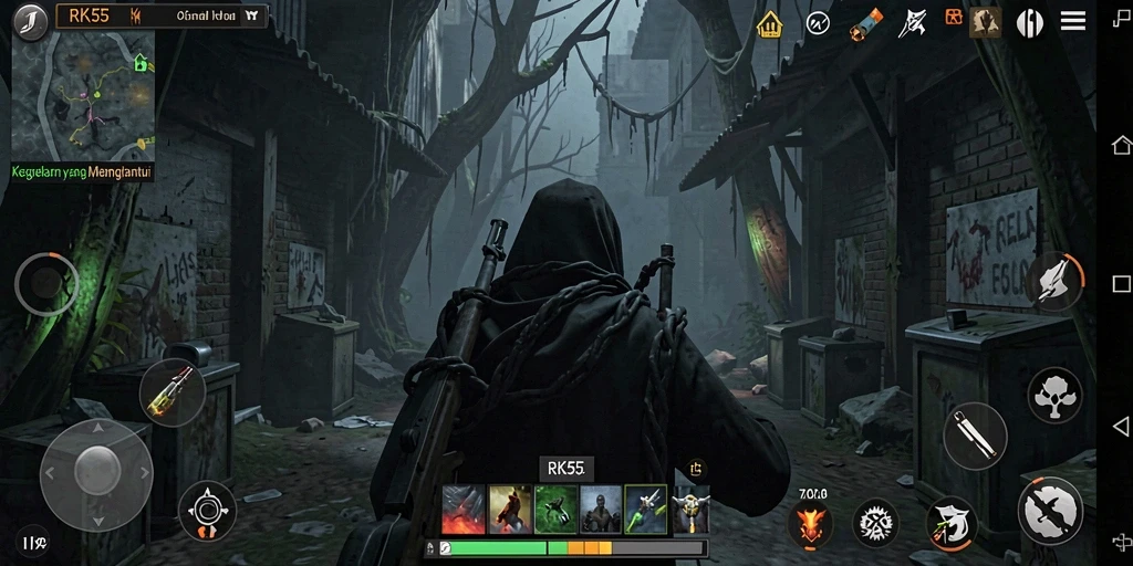 Gameplay RK55 yang menegangkan dan menyeramkan.